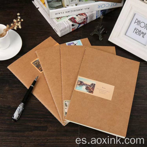 Portátil minimalista personalista Kraft Paper Stitch Notebook